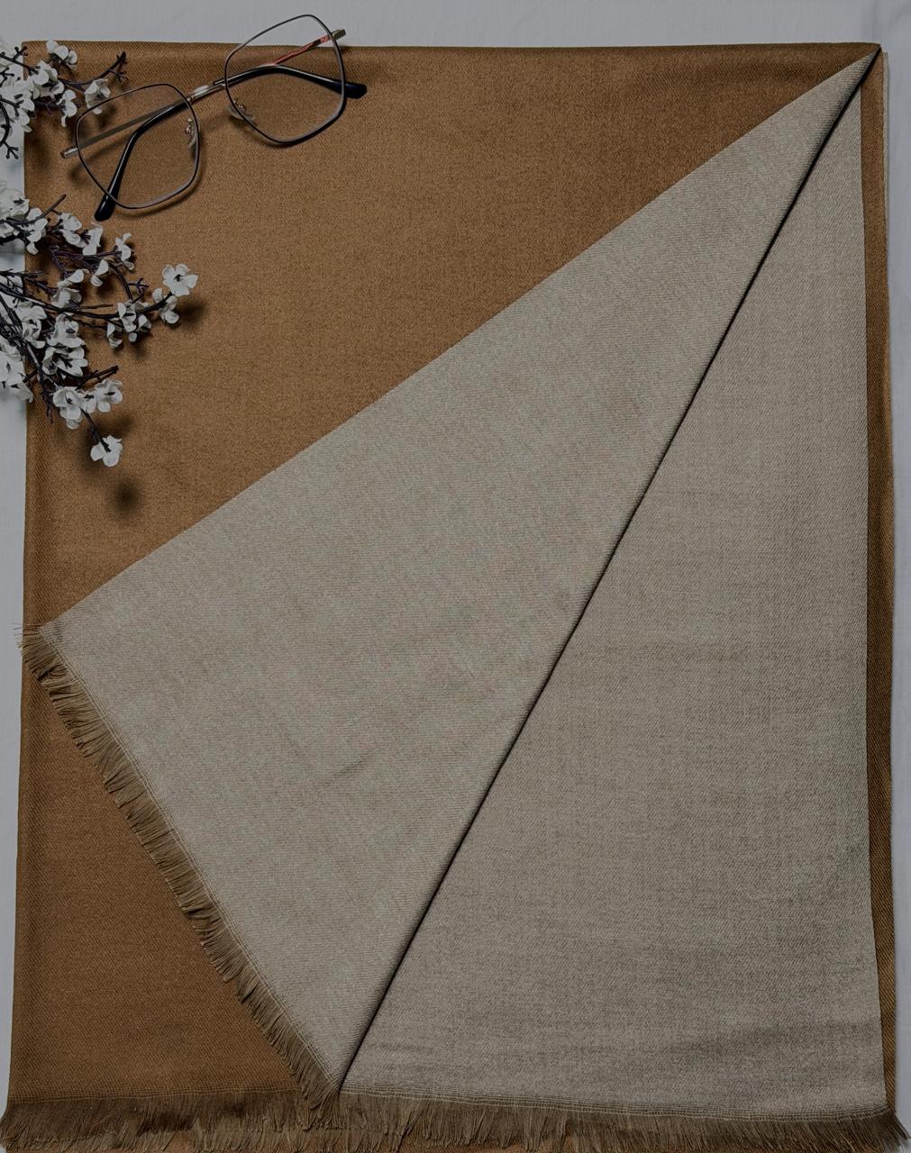 Cashmere Two Tone Stole- Camel Brown - Stone Beige
