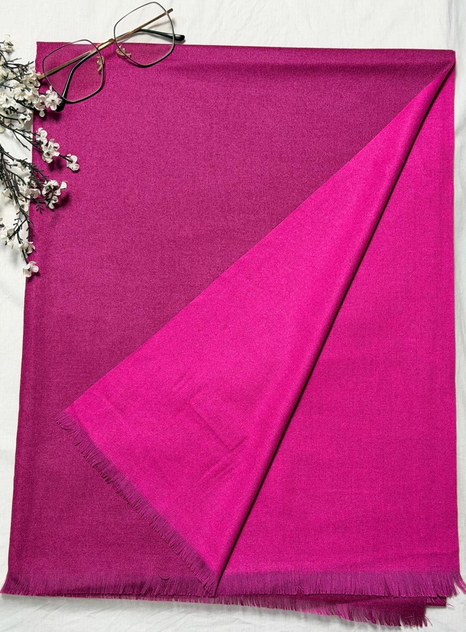 Cashmere Two Tone Stole - Pure Wool - Magenta Pink