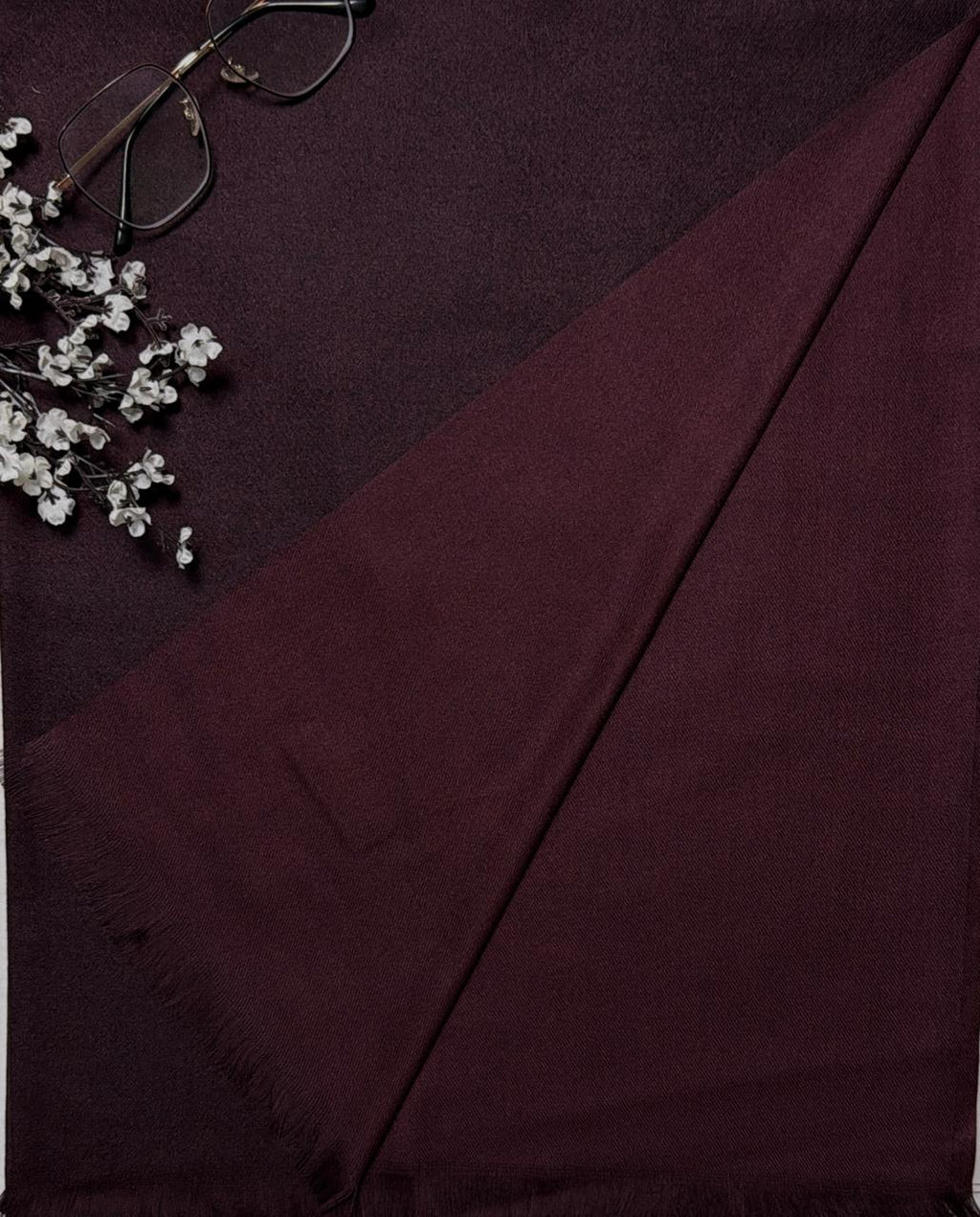 Cashmere Two Tone Stole- Deep Plum- Burgundy
