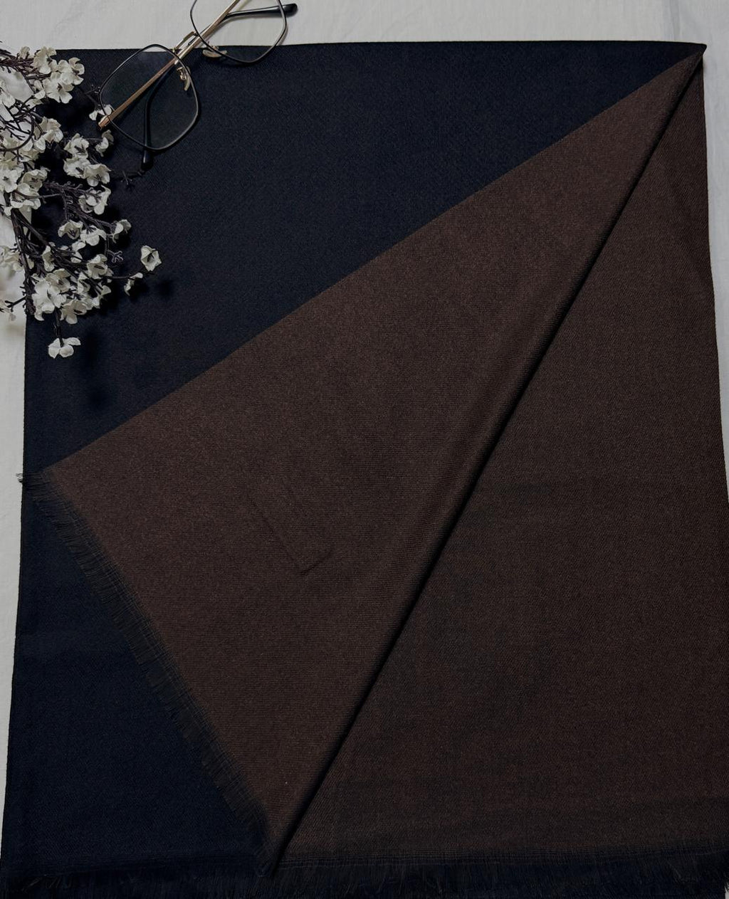 Cashmere Tow Tone Stole- Jet Black- coffee