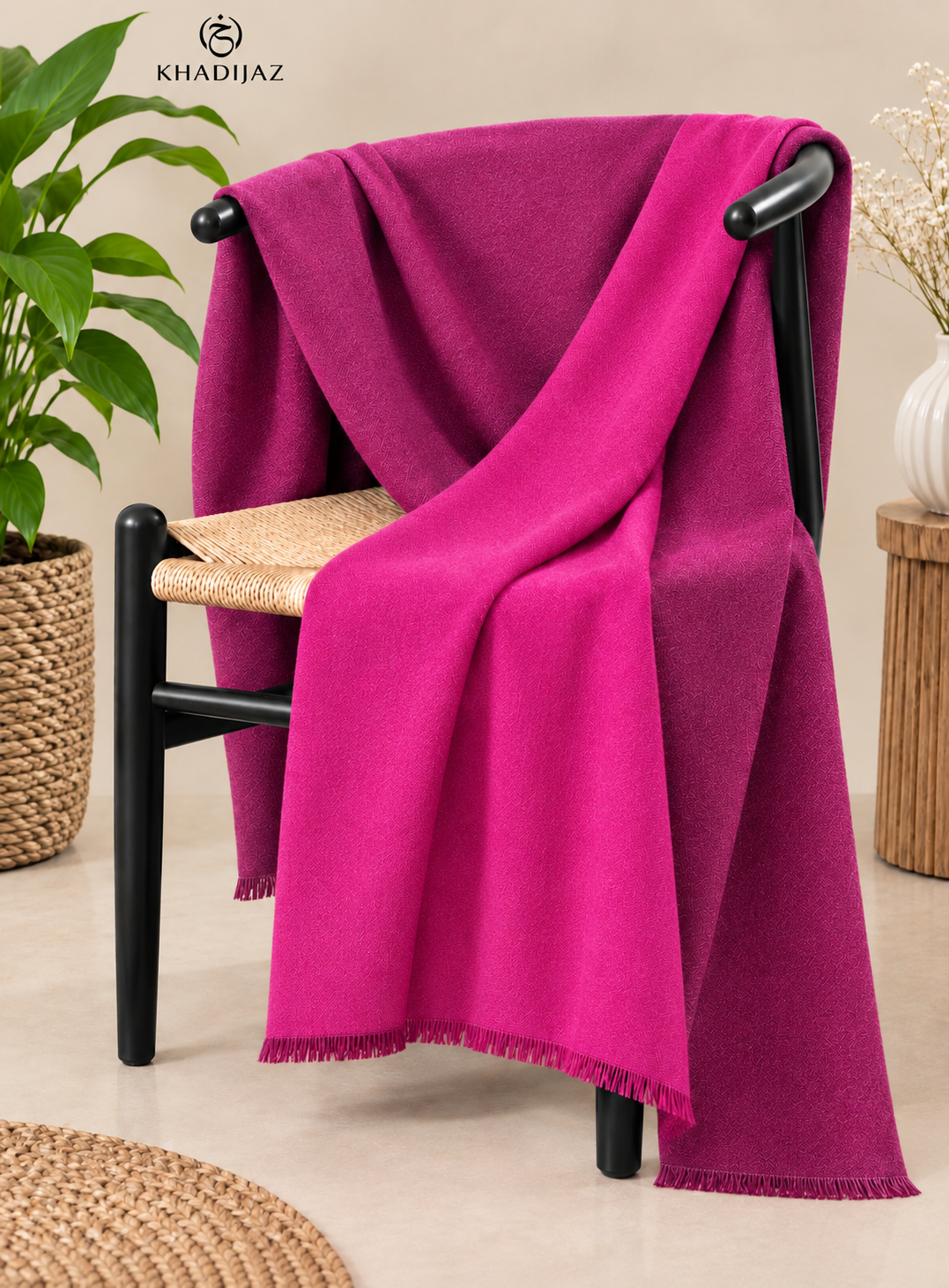 Cashmere Two Tone Stole - Pure Wool - Magenta Pink