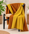 Cashmere Tow Tone Stole- Burnt Orange - Mustard Yellow
