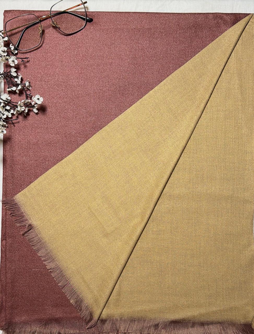 Cashmere Two Tone Stole-Dusty Rose- Pistachio Beige