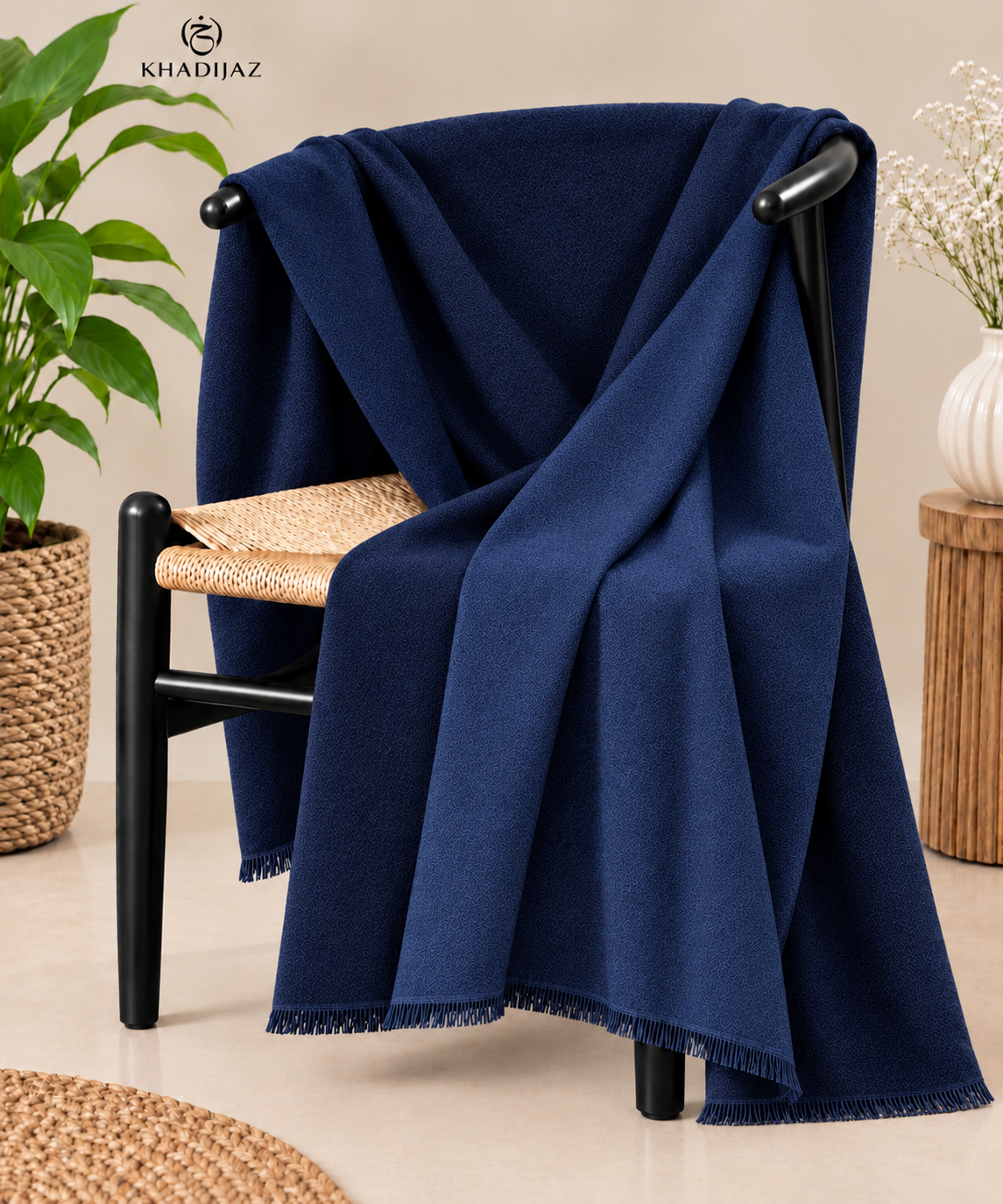 Cashmere Two Tone Stole- Midnight Blue+ Royal Blue