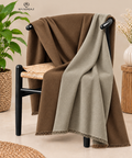Cashmere Two Tone Stole- Camel Brown - Stone Beige